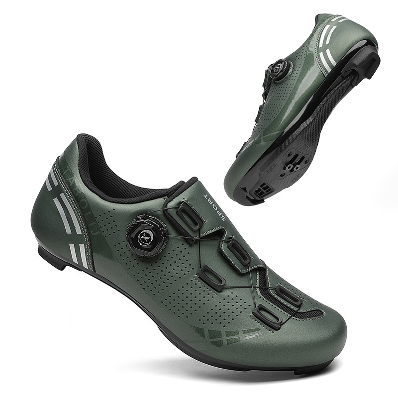 Clipless Mtb Shoes - รองเท้าปั่นจักรยานสำหรับผู้ชายและผู้หญิง รองเท้าจักรยานเสือหมอบ/เสือภูเขา พื้นแข็ง สายรัดแบบหมุน ระบายอากาศได้ดี วัสดุ