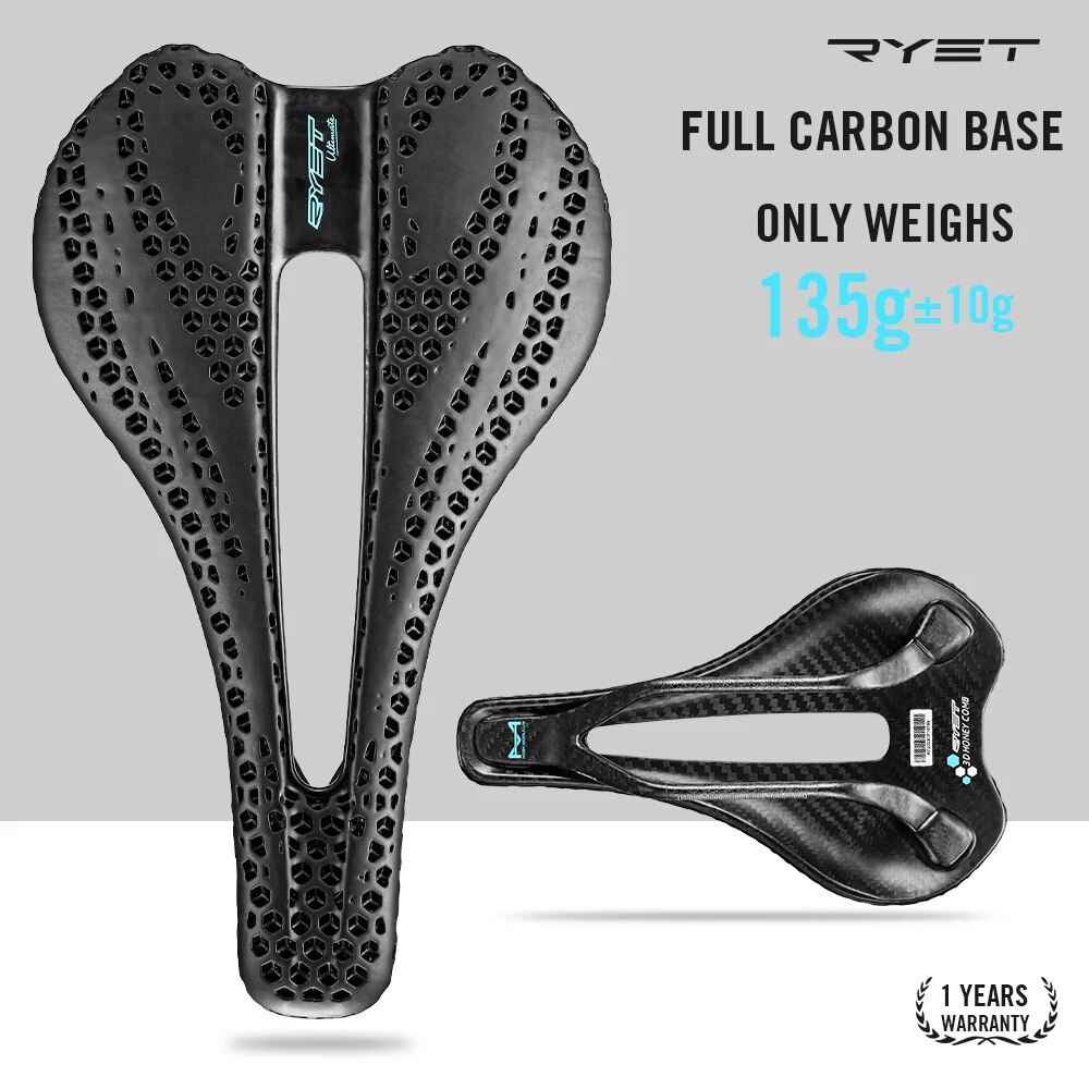Carbon Fiber Saddle - เบาะจักรยานพิมพ์ลาย3D คาร์บอนพร้อมด้วยน้ำหนักเบามาก135g 7*7ที่นั่งสำหรับผู้ชายผู้หญิงไตรกีฬาจักรยานเสือภูเขาชิ้นส่วนจักรยานเสือภูเขา