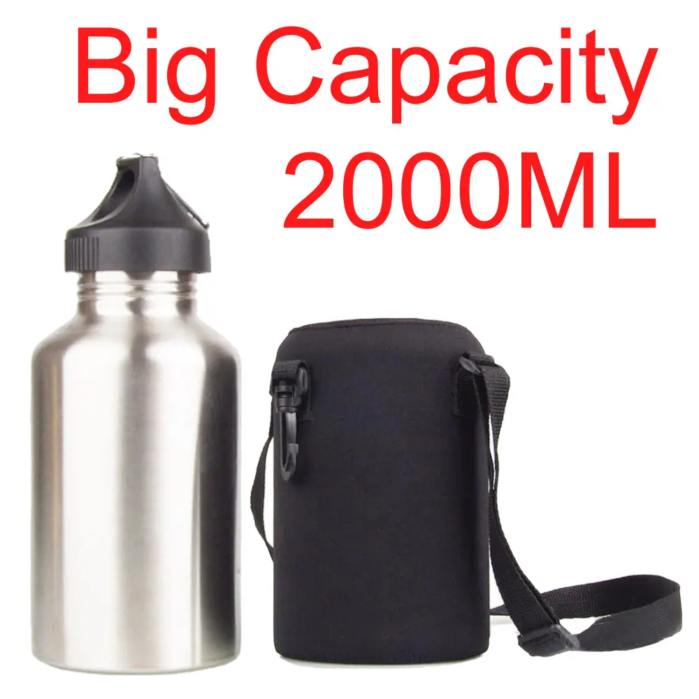 Cycling Gear Travel Bag - ขวดน้ำกีฬา2000ML ชุดสำหรับ Camping Hiking จักรยานขี่จักรยานกว้างปากเครื่องดื่มเหยือก Neoprene