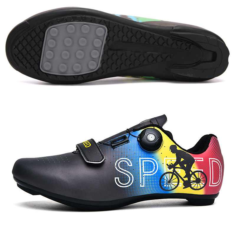 Clipless Mtb Shoes - รองเท้าปั่นจักรยานสำหรับฤดูใบไม้ผลิ ผู้ชาย ผู้หญิง รองเท้าจักรยานเสือหมอบ/เสือภูเขา ระบายอากาศได้ดี แบบหัวเข็มขัดหมุน