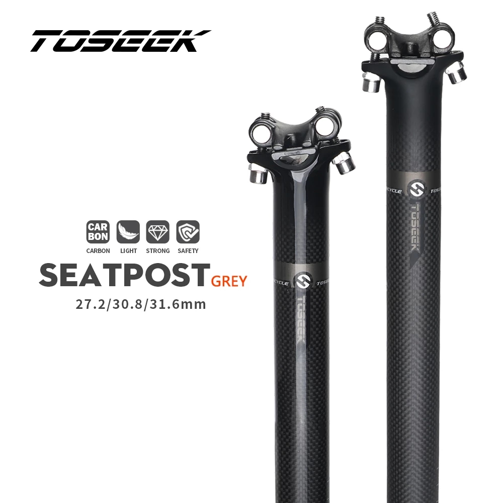 Carbon Fiber Saddle - TOSEEK 3K คาร์บอนไฟเบอร์ขาตั้งเบาะจักรยาน Superlight MTB จักรยานเบาะรถจักรยานโพสต์อะไหล่27.2/30.8/31.6X350/400มม.