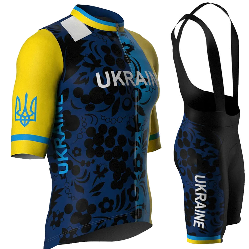 Cycling Gear Brands - ชุดเสื้อจักรยานทีมชาติยูเครน 2026 ชุดเสื้อผ้าปั่นจักรยานฤดูร้อน ชุดเสื้อจักรยานเสือหมอบ กางเกงปั่นจักรยานแบบมีสายรัดเอว ชุดเสื้อจักรยานเสือภูเขา