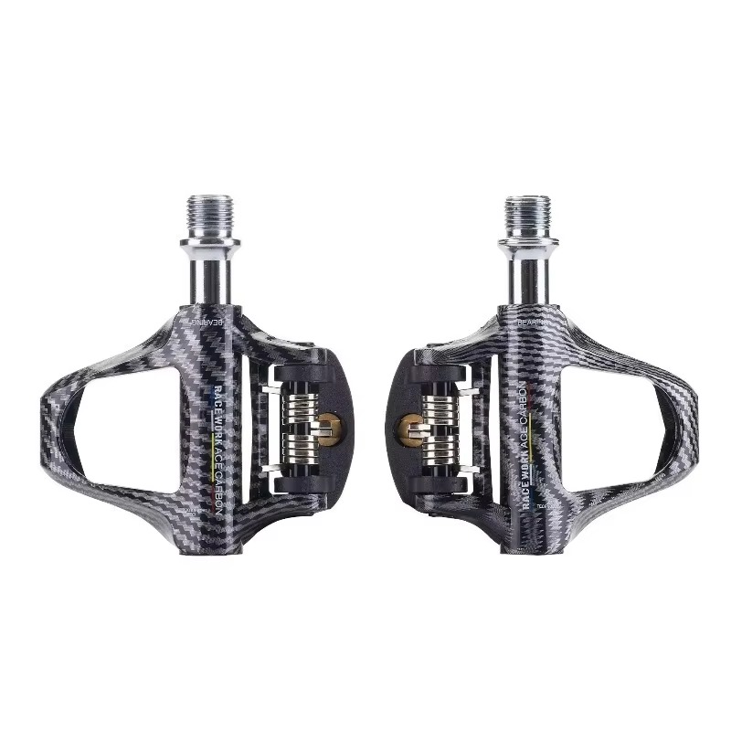 Gear In Cycling - แป้นเหยียบคาร์บอนไฟเบอร์น้ำหนักเบา พร้อมตัวล็อค ใช้ได้กับจักรยานเสือหมอบและอุปกรณ์สำหรับจักรยานเสือภูเขาและการปั่นจักรยาน
