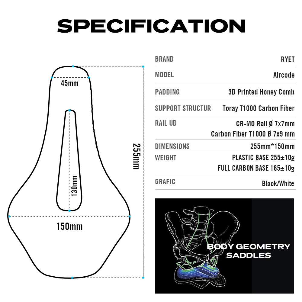 RYET 3D พิมพ์จักรยานอาน Ultral - Carbon Fiber Saddle บทวิจารณ์และราคา